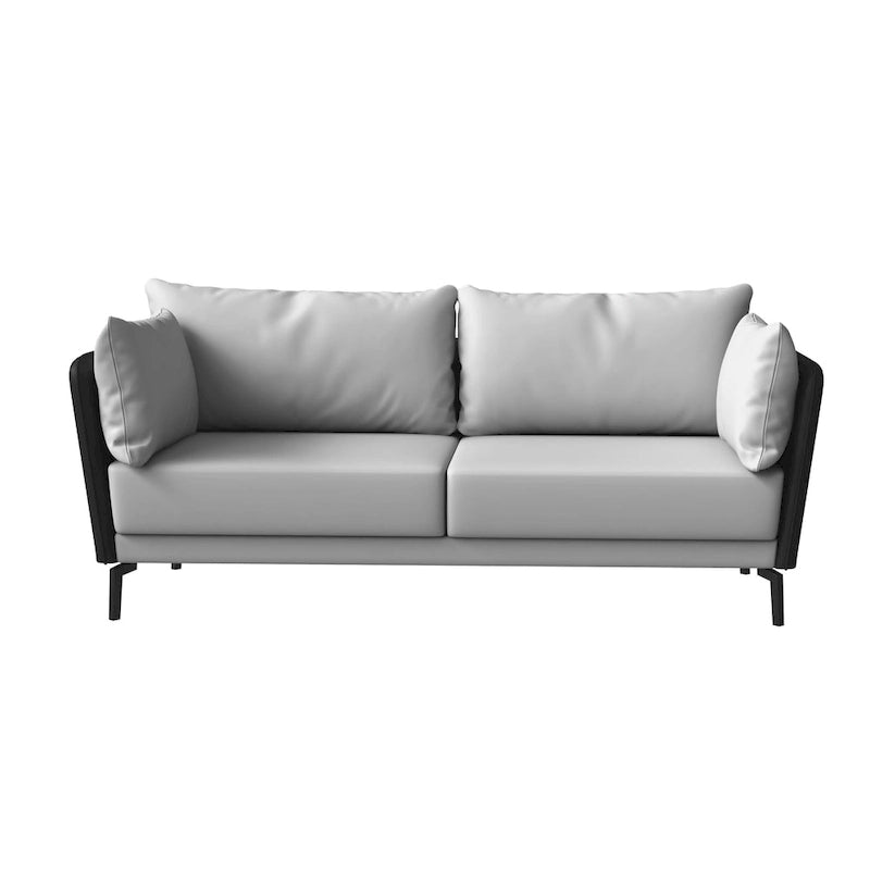 3-Seater Leather Sofa with Metal Legs and Removable Cushions
