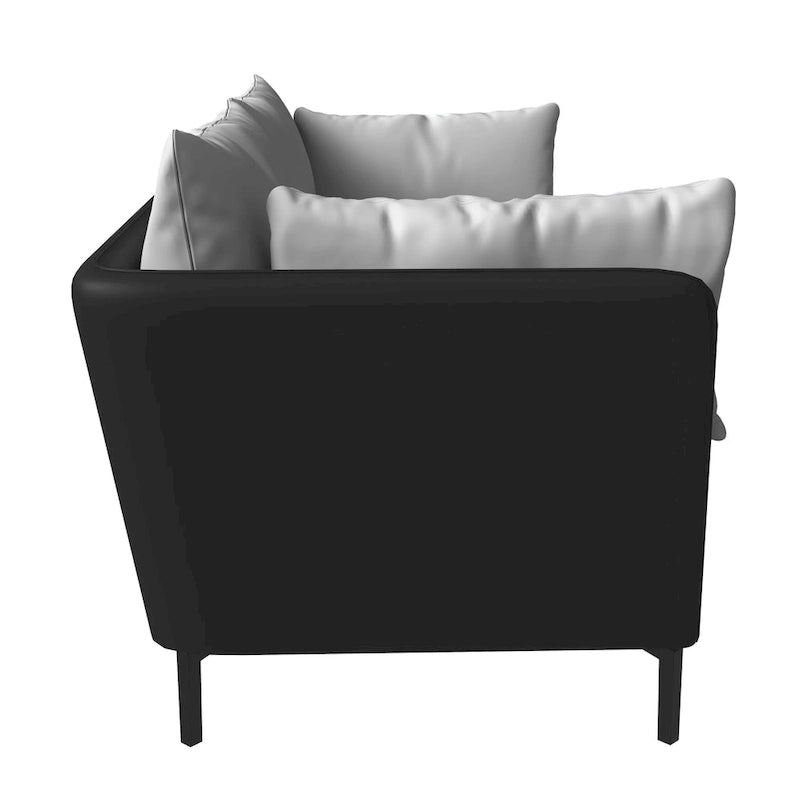 3-Seater Leather Sofa with Metal Legs and Removable Cushions