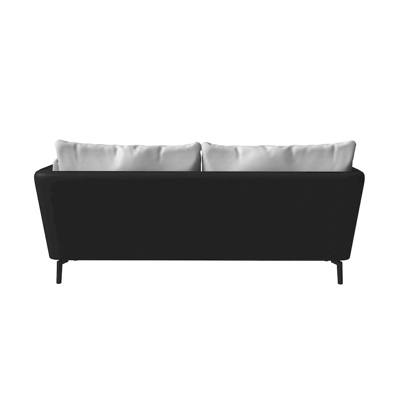 3-Seater Leather Sofa with Metal Legs and Removable Cushions
