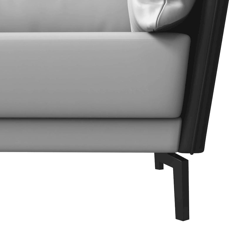 3-Seater Leather Sofa with Metal Legs and Removable Cushions