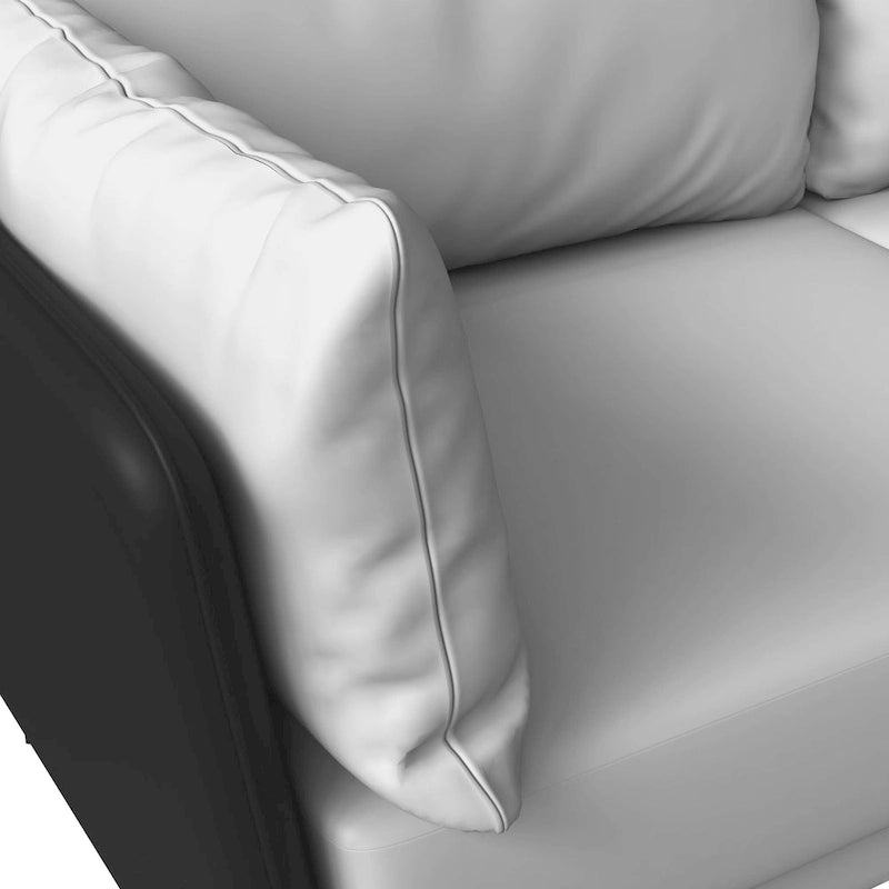 3-Seater Leather Sofa with Metal Legs and Removable Cushions