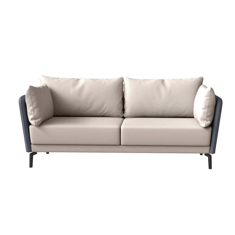 3-Seater Leather Sofa with Metal Legs and Removable Cushions