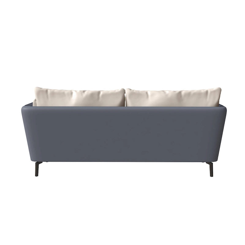 3-Seater Leather Sofa with Metal Legs and Removable Cushions