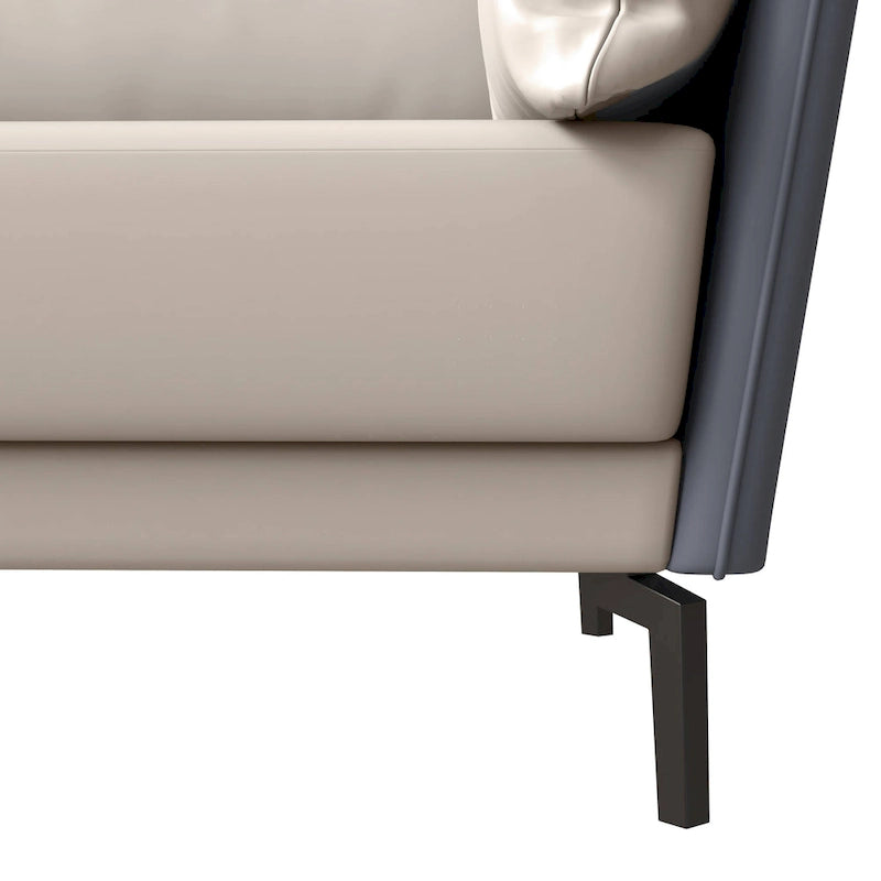 3-Seater Leather Sofa with Metal Legs and Removable Cushions