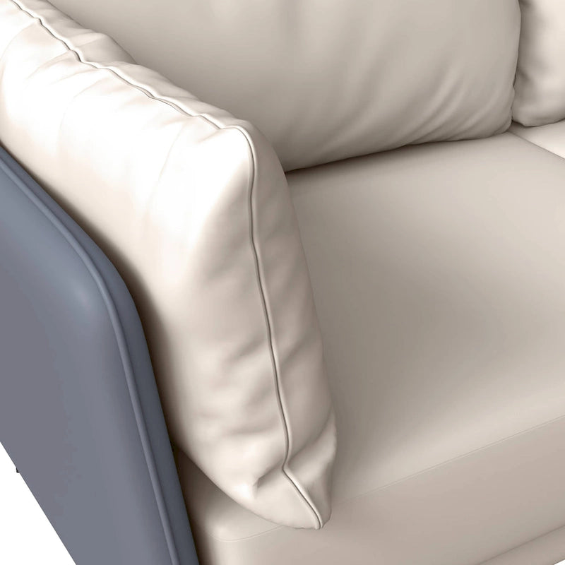 3-Seater Leather Sofa with Metal Legs and Removable Cushions