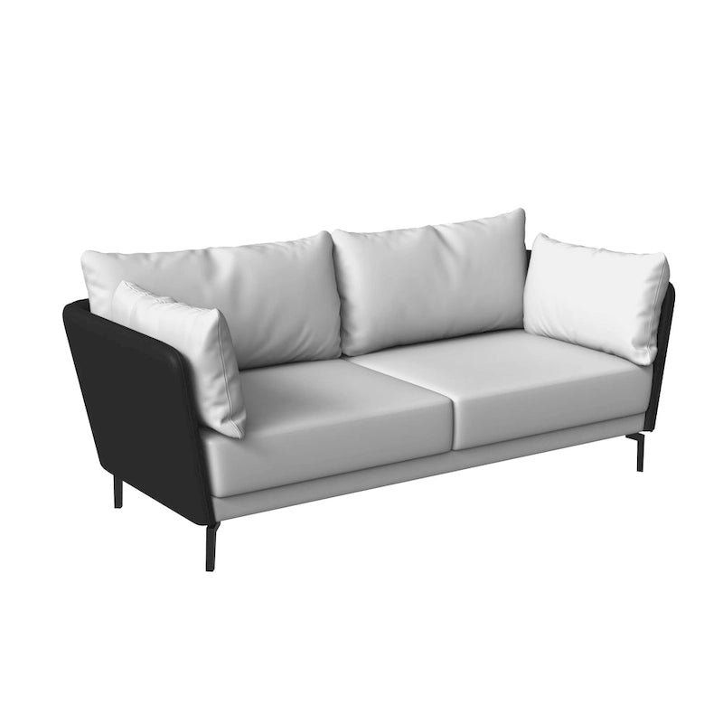 3-Seater Leather Sofa with Metal Legs and Removable Cushions