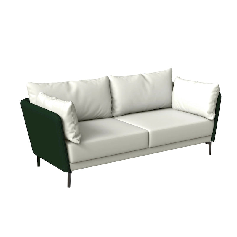 3-Seater Leather Sofa with Metal Legs and Removable Cushions