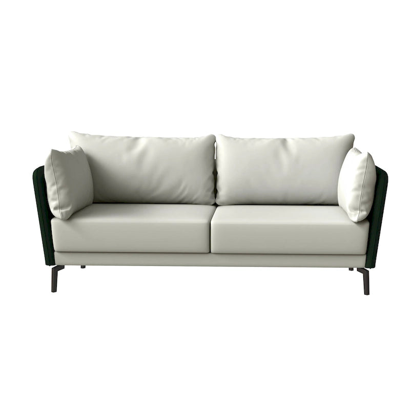 3-Seater Leather Sofa with Metal Legs and Removable Cushions