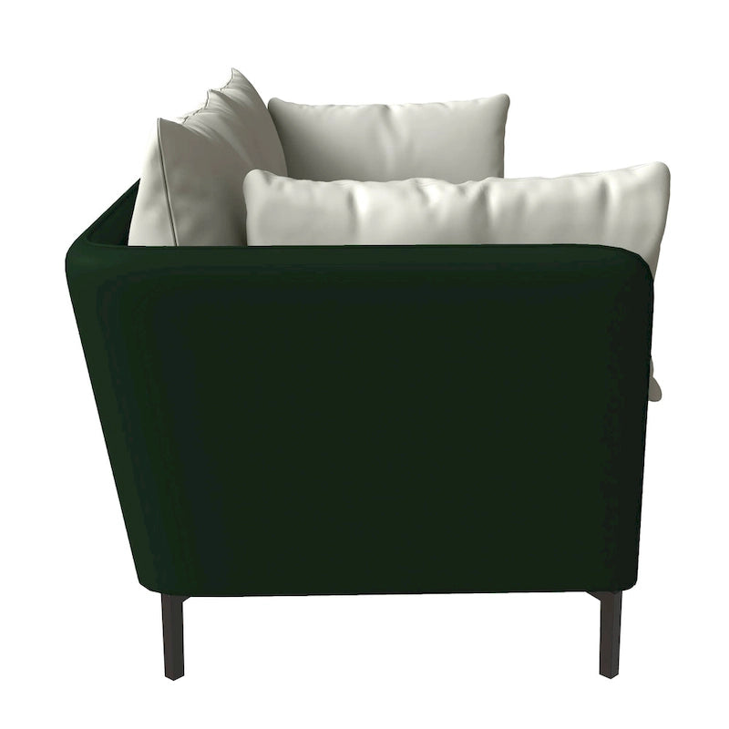 3-Seater Leather Sofa with Metal Legs and Removable Cushions