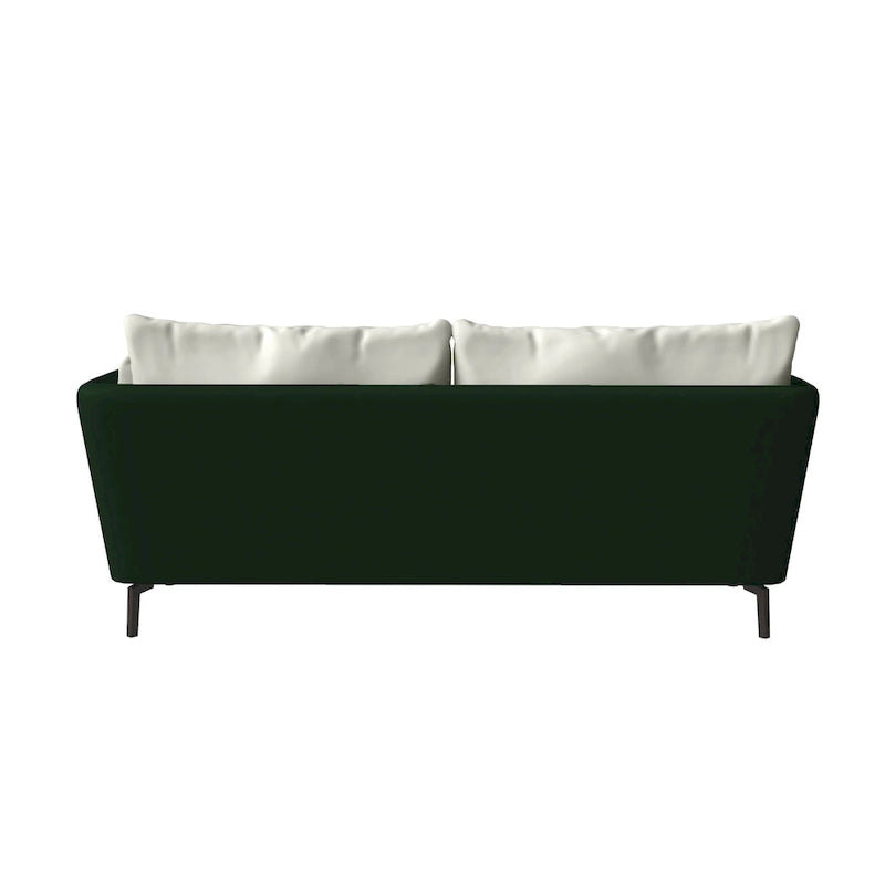 3-Seater Leather Sofa with Metal Legs and Removable Cushions
