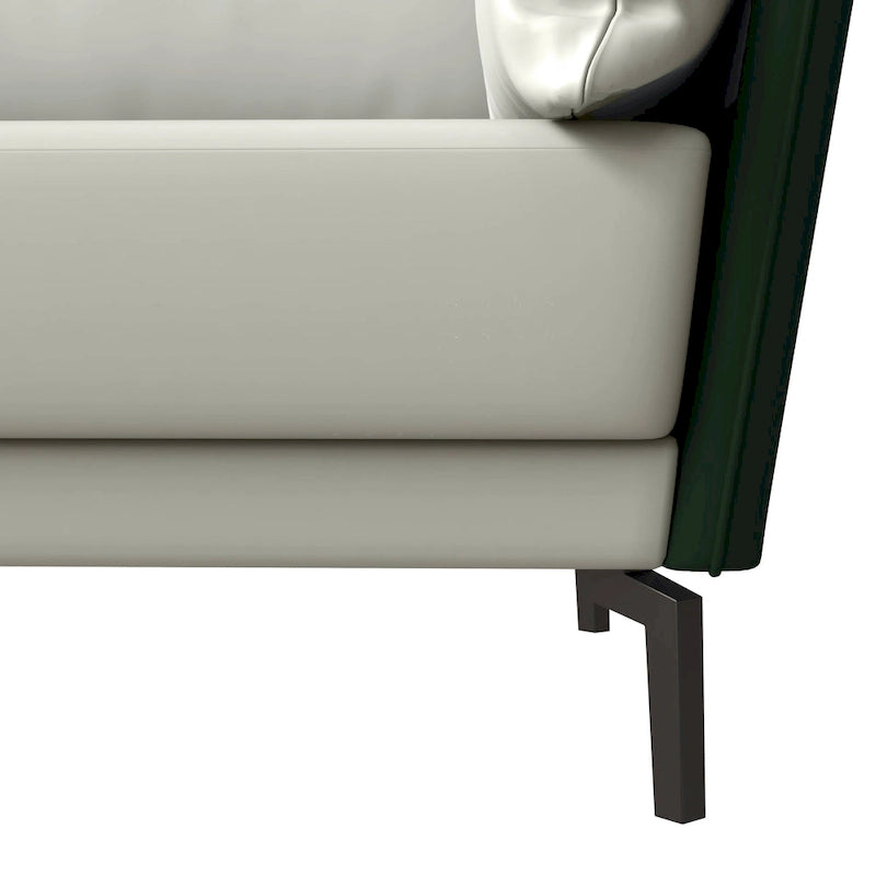 3-Seater Leather Sofa with Metal Legs and Removable Cushions
