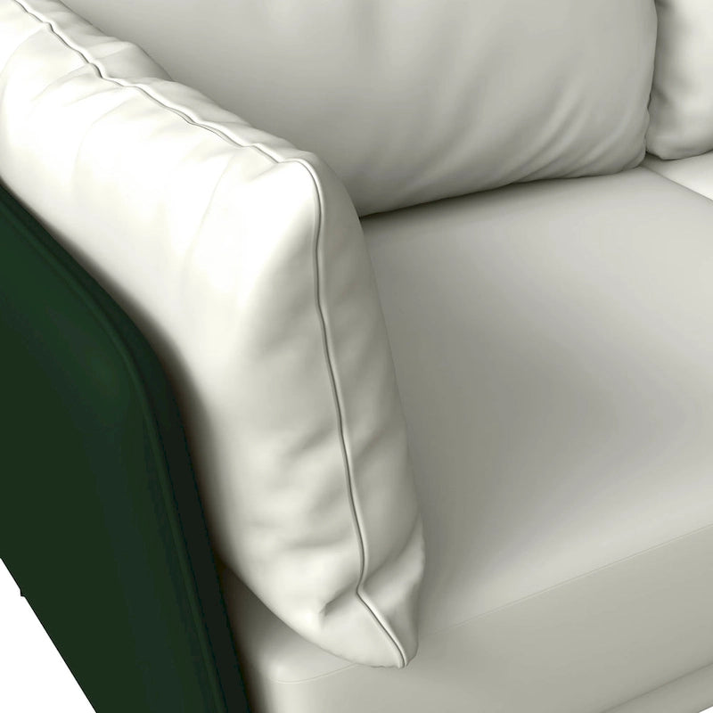 3-Seater Leather Sofa with Metal Legs and Removable Cushions