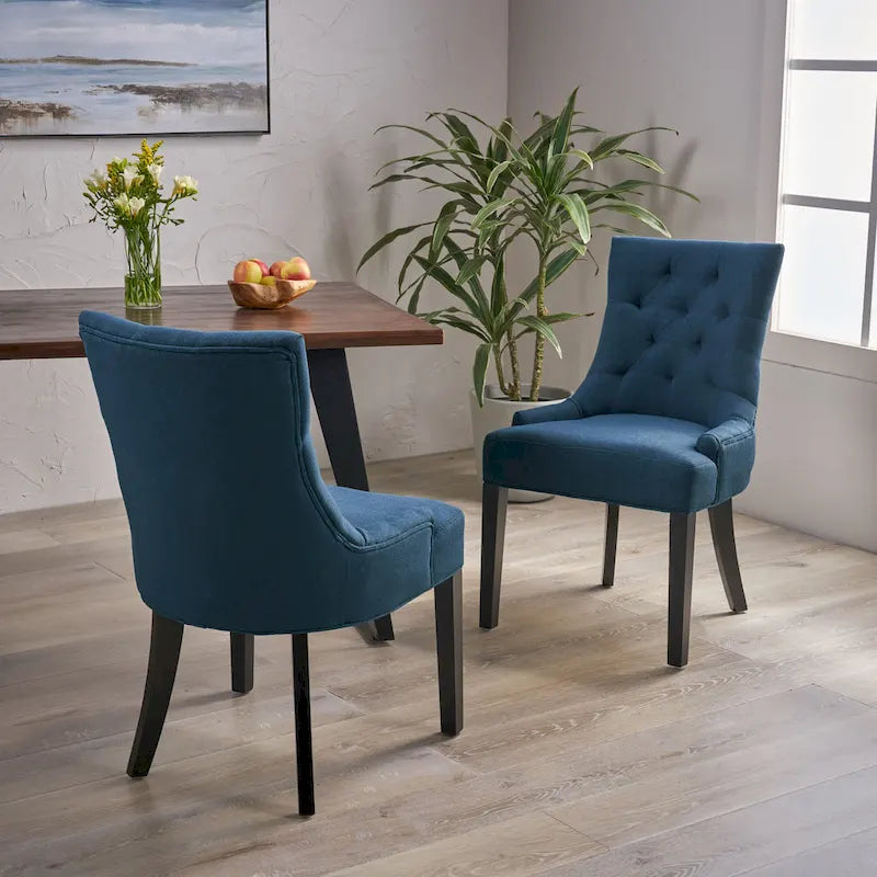 Set of 2 Fabric Upholstered Dining Chair with Tapered Legs