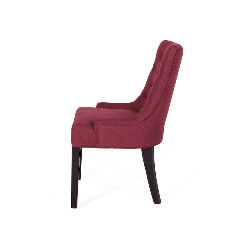 Set of 2 Fabric Upholstered Dining Chair with Tapered Legs