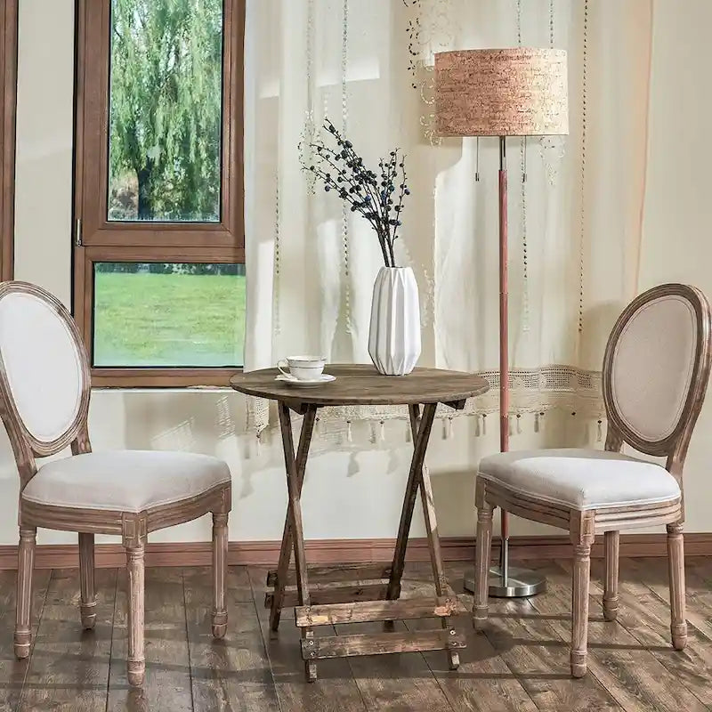 French Vintage Upholstered Dining Side Chair Set of 2