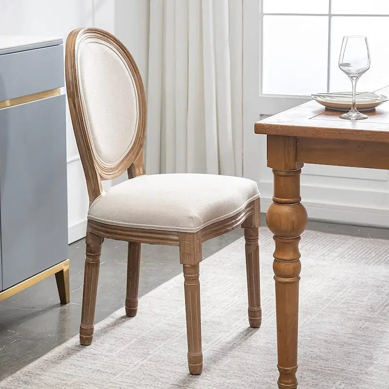 French Vintage Upholstered Dining Side Chair Set of 2