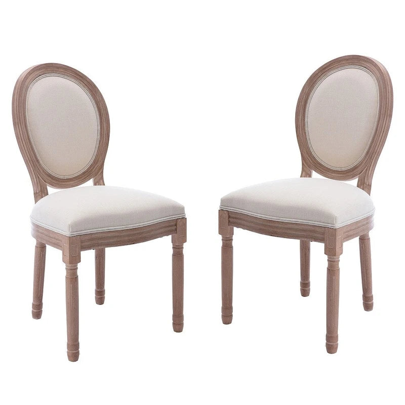 French Vintage Upholstered Dining Side Chair Set of 2
