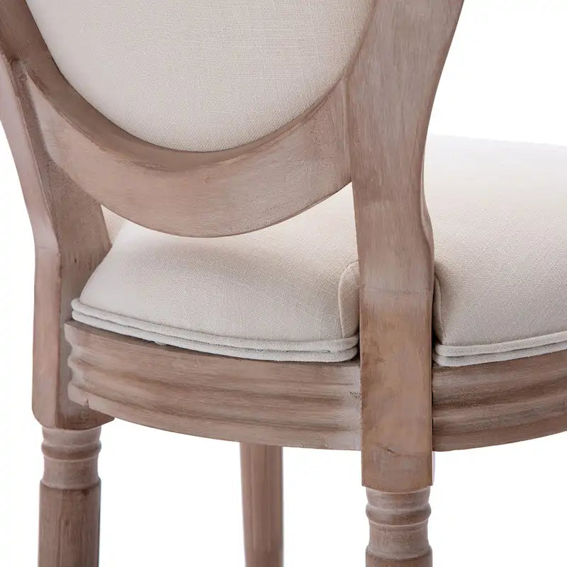 French Vintage Upholstered Dining Side Chair Set of 2
