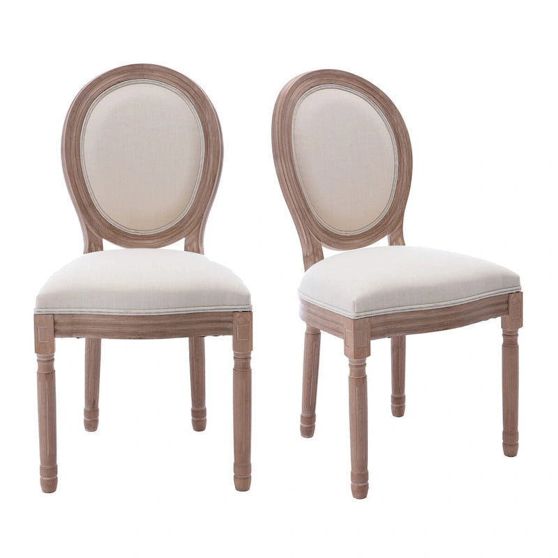 French Vintage Upholstered Dining Side Chair Set of 2