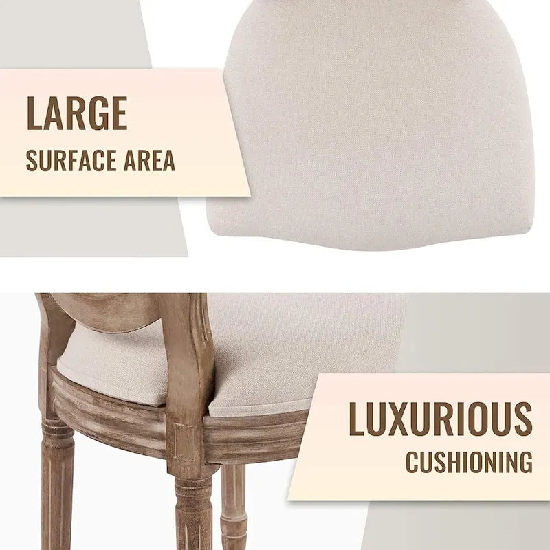 French Vintage Upholstered Dining Side Chair Set of 2
