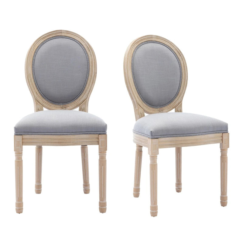 French Vintage Upholstered Dining Side Chair Set of 2