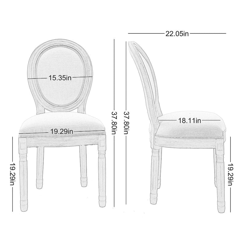French Vintage Upholstered Dining Side Chair Set of 2