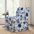 Farmhouse Armless Slipper Chair with Washable Slipcover and Solid Wood Legs