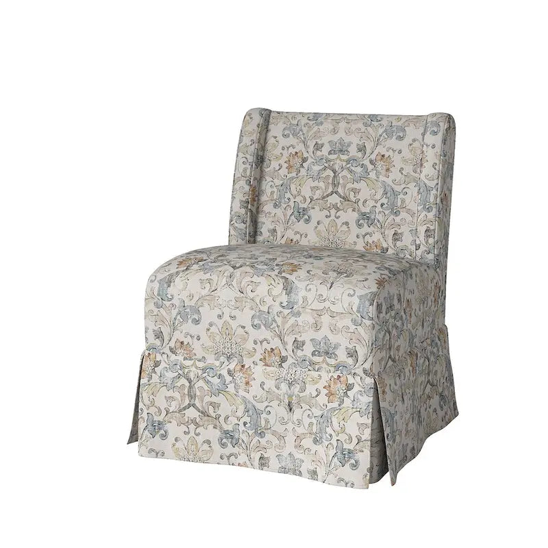 Farmhouse Armless Slipper Chair with Washable Slipcover and Solid Wood Legs