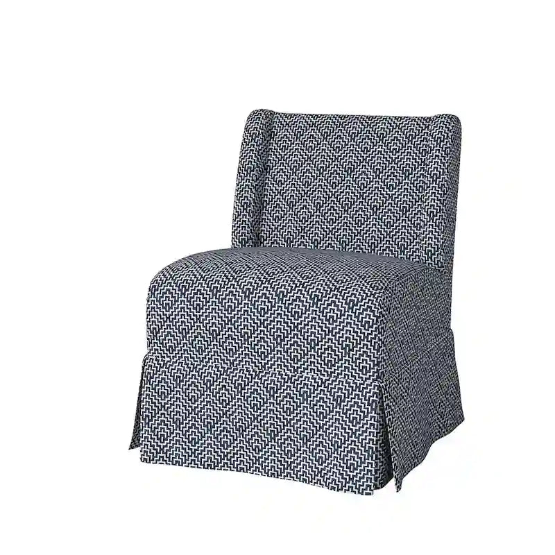 Farmhouse Armless Slipper Chair with Washable Slipcover and Solid Wood Legs