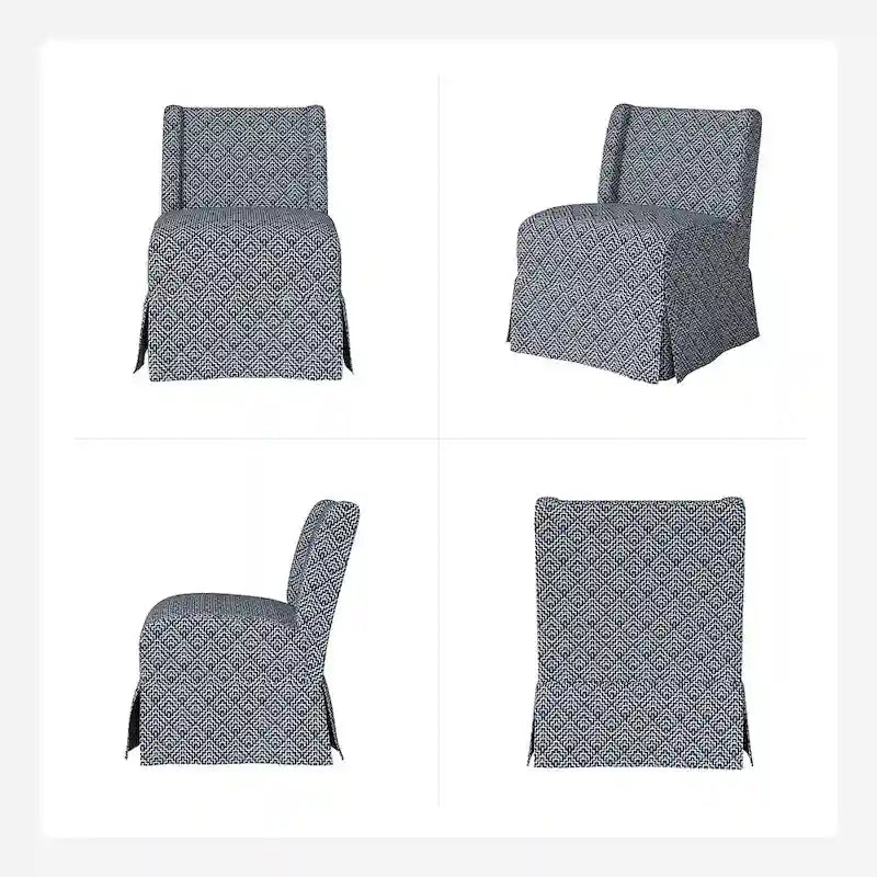 Farmhouse Armless Slipper Chair with Washable Slipcover and Solid Wood Legs