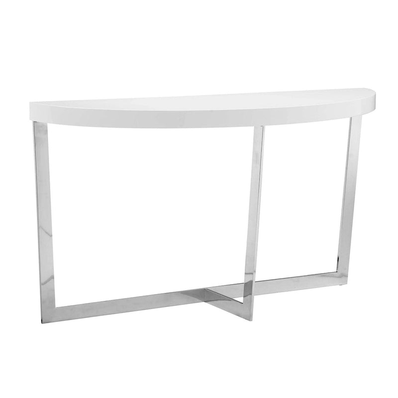 55-Inch Console Table with Oval Top and Chrome Frame