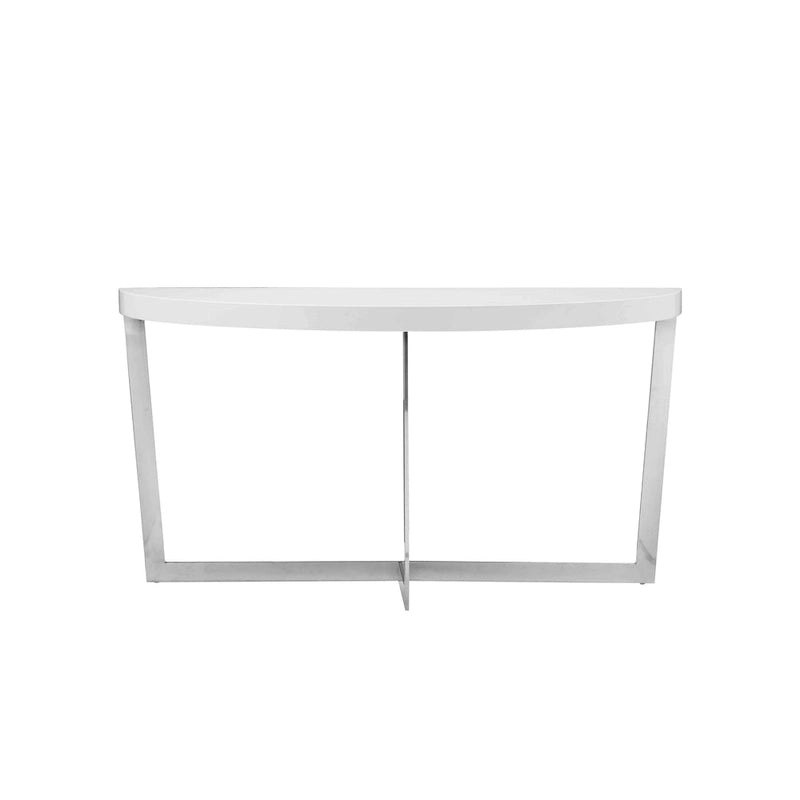 55-Inch Console Table with Oval Top and Chrome Frame