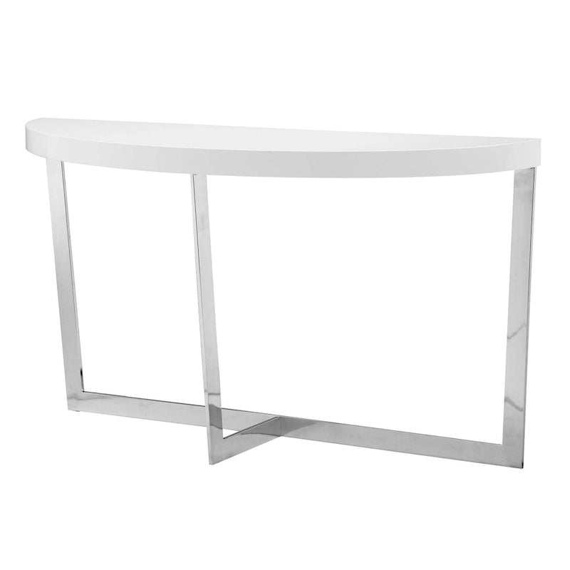 55-Inch Console Table with Oval Top and Chrome Frame