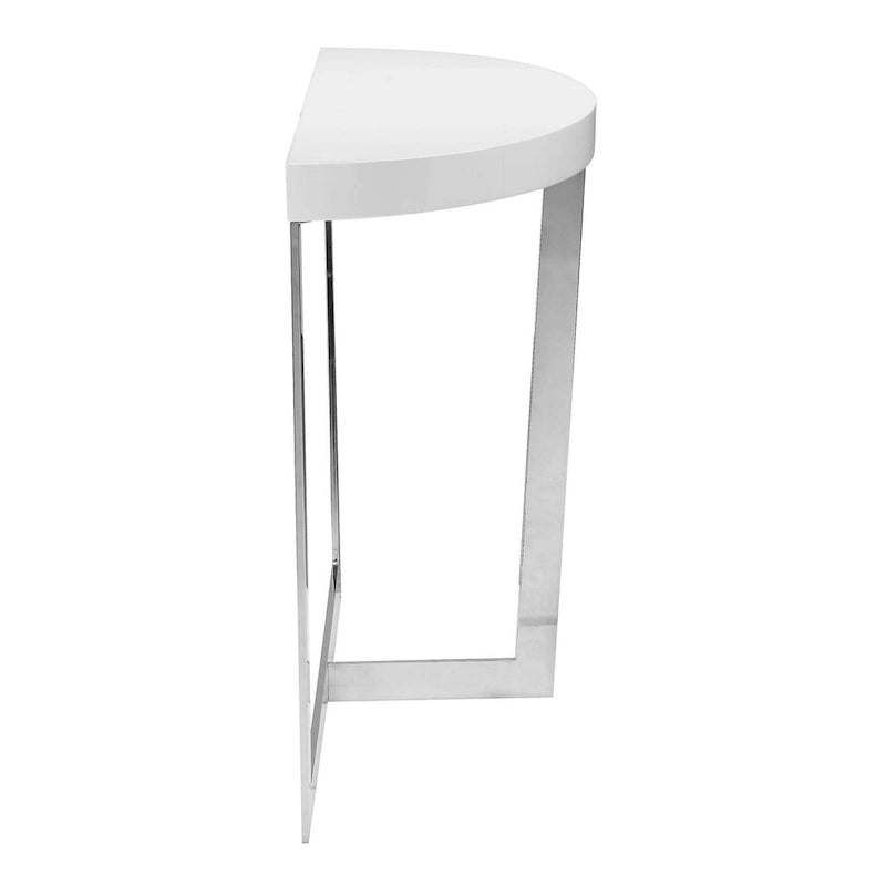 55-Inch Console Table with Oval Top and Chrome Frame