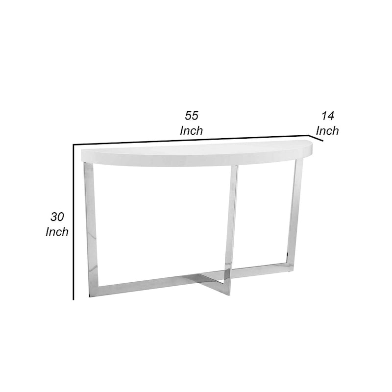 55-Inch Console Table with Oval Top and Chrome Frame