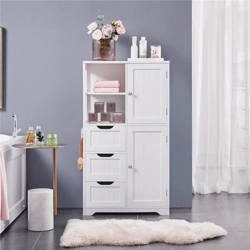 Freestanding Bathroom Storage Cabinet with Open Compartments