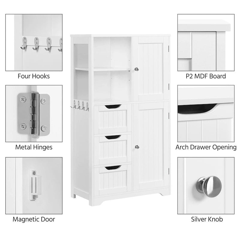Freestanding Bathroom Storage Cabinet with Open Compartments
