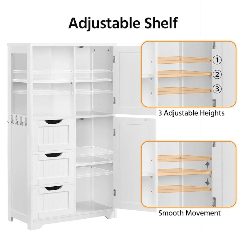 Freestanding Bathroom Storage Cabinet with Open Compartments