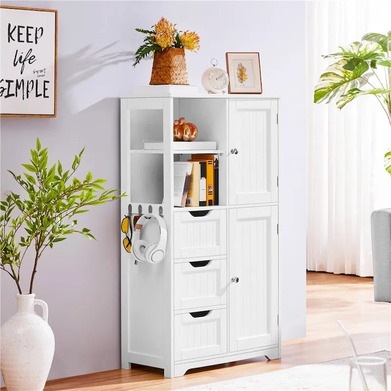 Freestanding Bathroom Storage Cabinet with Open Compartments