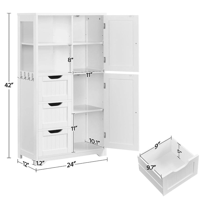 Freestanding Bathroom Storage Cabinet with Open Compartments
