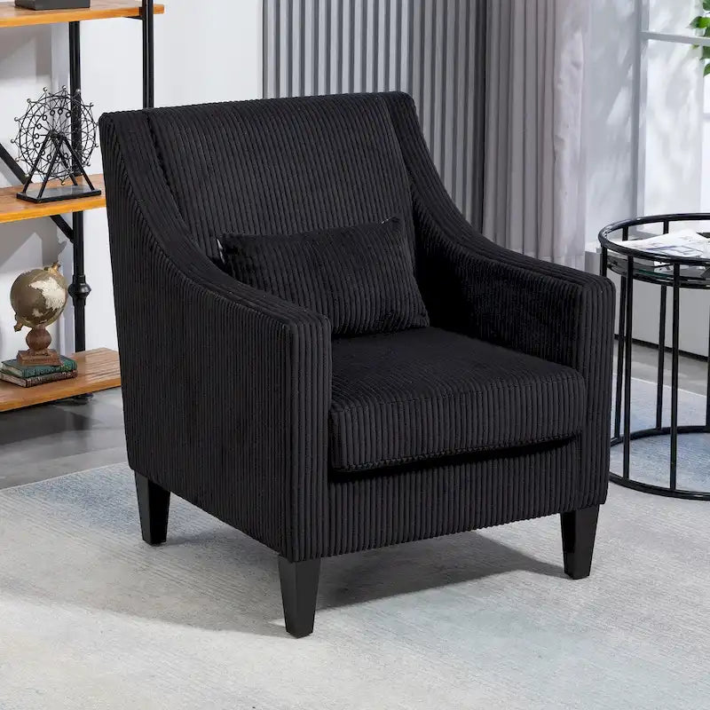 Corduroy Upholstered Mid-Century Modern Wood Frame Armchair for Living Room