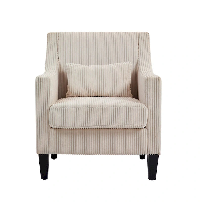 Corduroy Upholstered Mid-Century Modern Wood Frame Armchair for Living Room