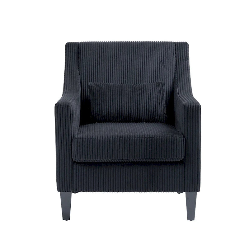 Corduroy Upholstered Mid-Century Modern Wood Frame Armchair for Living Room