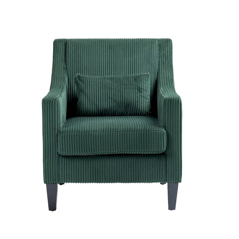 Corduroy Upholstered Mid-Century Modern Wood Frame Armchair for Living Room