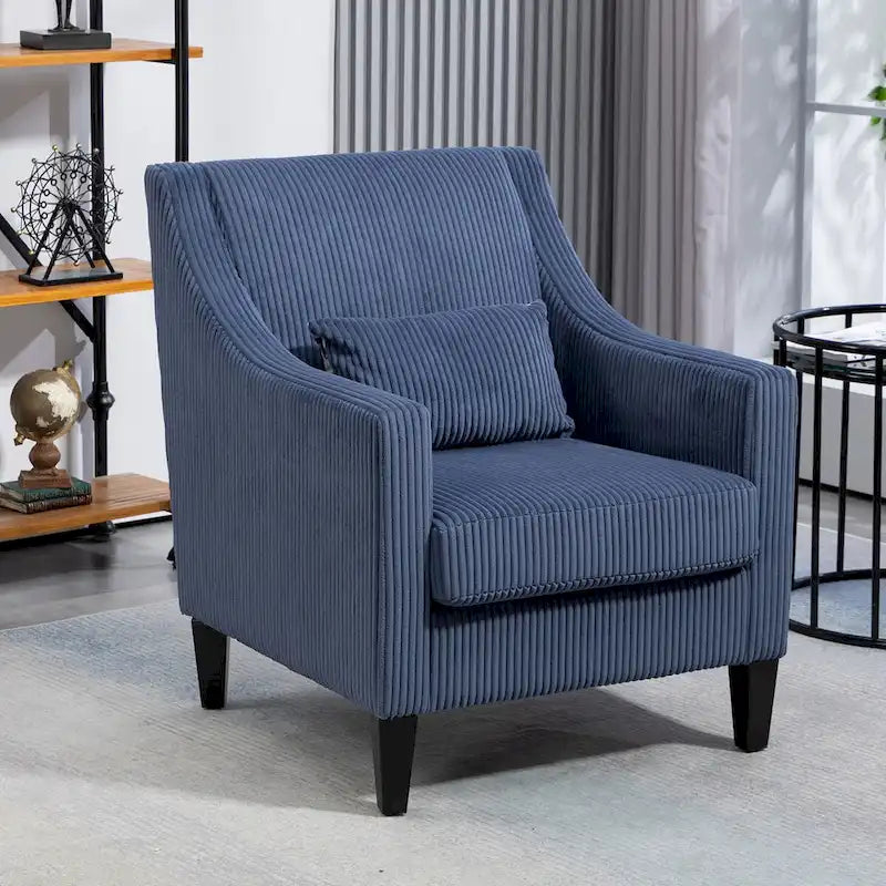 Corduroy Upholstered Mid-Century Modern Wood Frame Armchair for Living Room
