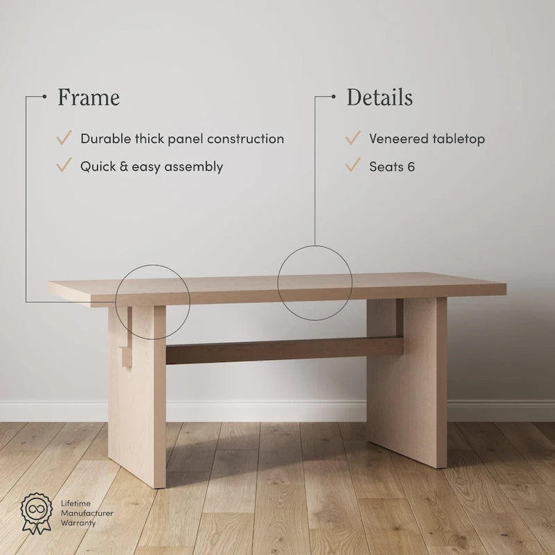 Briggs Modern Dining Table for 6, Small Rectangle Dining Table with Solid Wood Legs